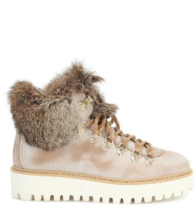 Bogner Oslo Fur-trimmed Leather Snow Boots In Beige | ModeSens