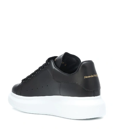 Shop Alexander Mcqueen Oversized Leather Sneakers In Black