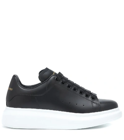 Shop Alexander Mcqueen Oversized Leather Sneakers In Black