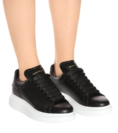 Shop Alexander Mcqueen Oversized Leather Sneakers In Black