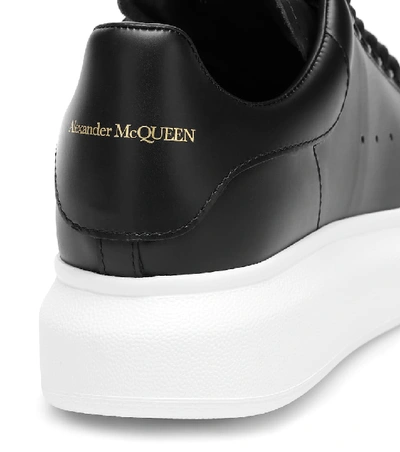 Shop Alexander Mcqueen Oversized Leather Sneakers In Black