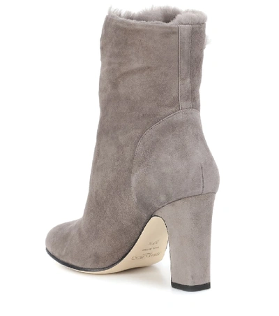 Shop Jimmy Choo Bethanie 85 Suede Ankle Boots In Grey