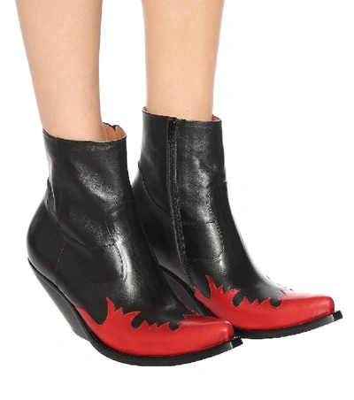 Shop Vetements Leather Ankle Boots In Black