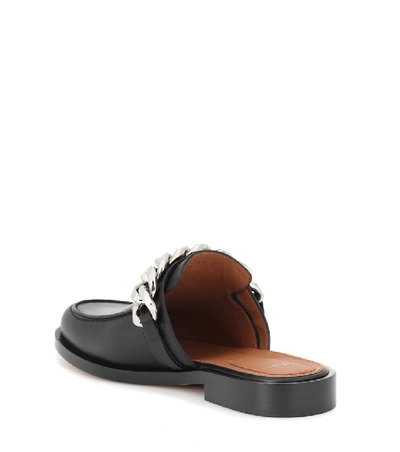 Shop Givenchy Chain Leather Slippers In Black