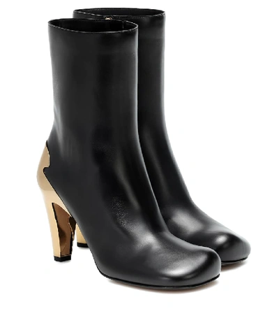 Shop Bottega Veneta Bloc Leather Ankle Boots In Black