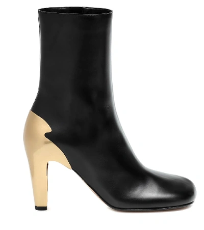 Shop Bottega Veneta Bloc Leather Ankle Boots In Black