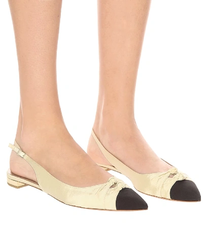 Shop Aquazzura Mondaine Grosgrain Ballet Flats In Beige