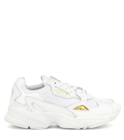 Shop Adidas Originals Falcon Leather-trimmed Sneakers In White