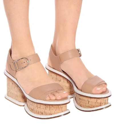 Shop Gabriela Hearst Harrigan Leather And Cork Sandals In Beige