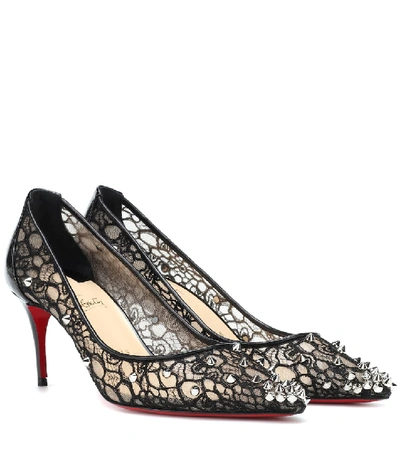Shop Christian Louboutin Lace 554 70 Spiked Pumps In Black