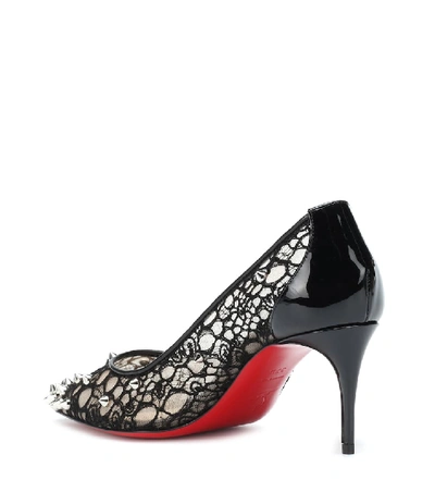 Shop Christian Louboutin Lace 554 70 Spiked Pumps In Black
