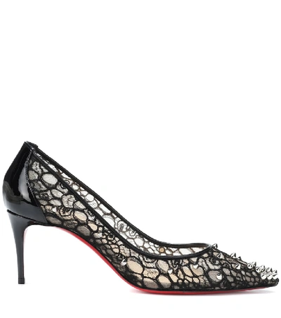 Shop Christian Louboutin Lace 554 70 Spiked Pumps In Black