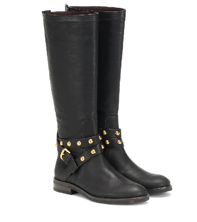 Shop See By Chloé Neo Jines Knee-high Leather Boots In Black