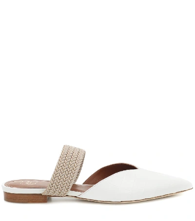 Shop Malone Souliers Maisie Croc-effect Leather Slippers In White