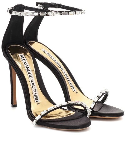 Shop Alexandre Vauthier Carla Embellished Satin Sandals In Black