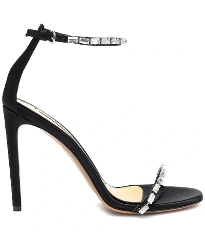 Shop Alexandre Vauthier Carla Embellished Satin Sandals In Black