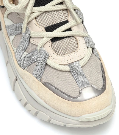 Shop Chloé Blake Leather-trimmed Sneakers In Neutrals