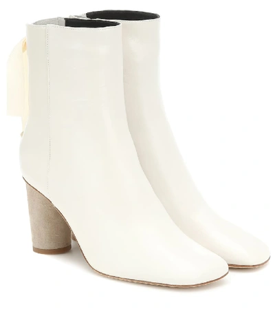 Shop Loewe Leather Ankle Boots In Beige