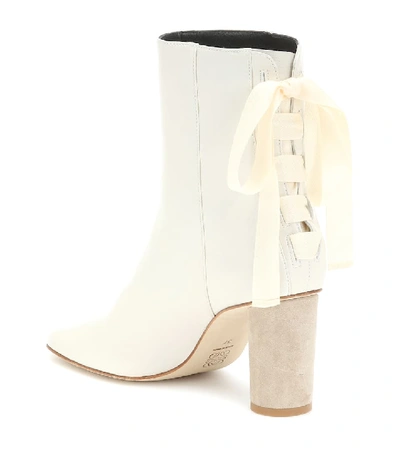 Shop Loewe Leather Ankle Boots In Beige