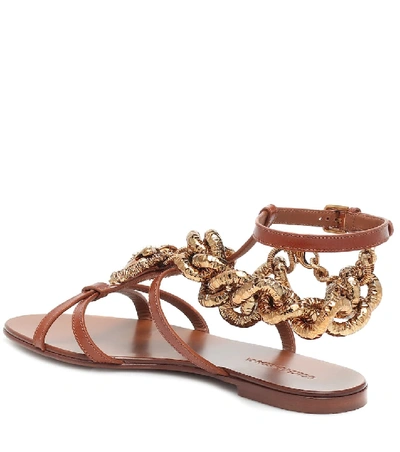 Shop Dolce & Gabbana Devotion Leather Sandals In Brown