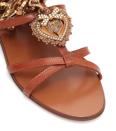 Shop Dolce & Gabbana Devotion Leather Sandals In Brown