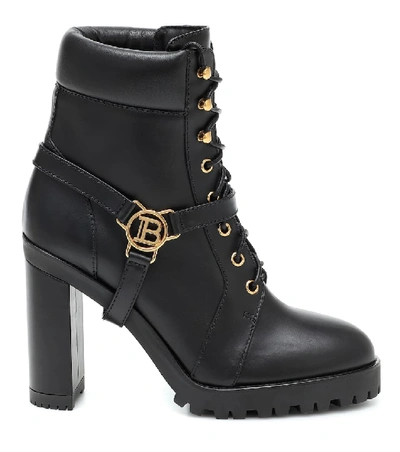 Shop Balmain Ranger Leather Ankle Boots In Black