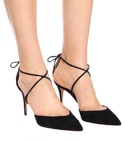 Shop Aquazzura Very Matilde 85 Suede Pumps In Black