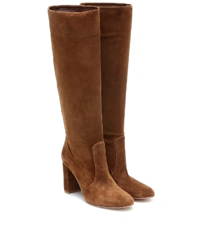 Shop Gianvito Rossi Slouch 85 Suede Knee-high Boots In Brown