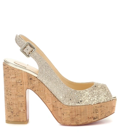 Shop Christian Louboutin Dona Anna Glitter Platform Sandals In Silver