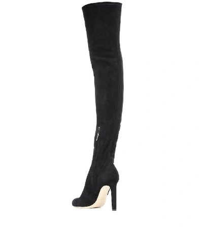 Shop Jimmy Choo Marie 100 Suede Over-the-knee Boots In Black