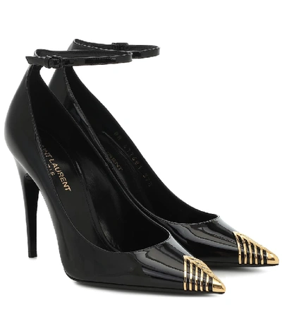 Shop Saint Laurent 7 Patent-leather Pumps In Black