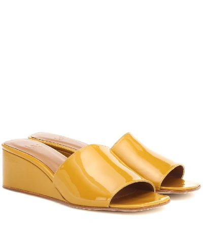 Shop Loq Sol Patent Leather Wedge Sandals In Yellow