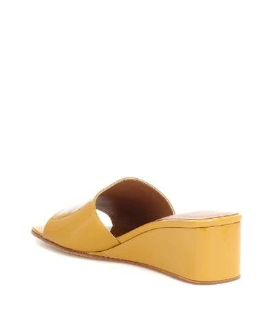 Shop Loq Sol Patent Leather Wedge Sandals In Yellow