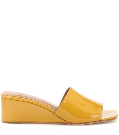 Shop Loq Sol Patent Leather Wedge Sandals In Yellow
