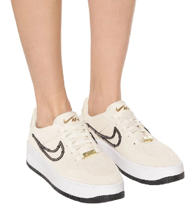 Shop Nike Air Force 1 Sage Suede Sneakers In Beige
