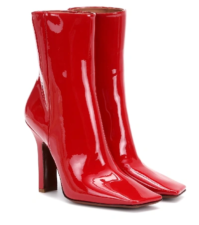 Shop Vetements Boomerang Patent Leather Ankle Boots In Red