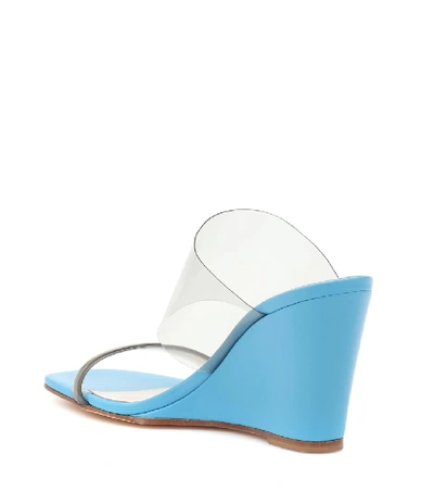 Shop Maryam Nassir Zadeh Olympia Patent Leather Wedge Sandals In Blue