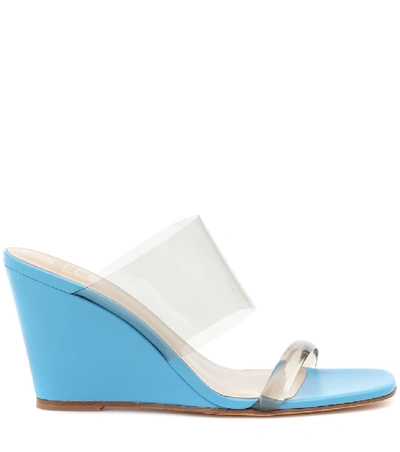 Shop Maryam Nassir Zadeh Olympia Patent Leather Wedge Sandals In Blue