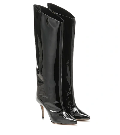 Shop Alexandre Vauthier Alex Patent Leather Knee-high Boots In Black