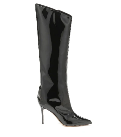 Shop Alexandre Vauthier Alex Patent Leather Knee-high Boots In Black