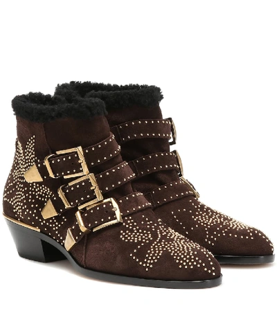 Shop Chloé Susanna Suede Ankle Boots In Brown