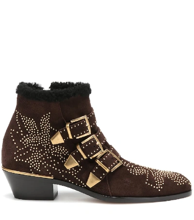 Shop Chloé Susanna Suede Ankle Boots In Brown