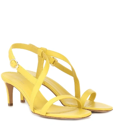 Shop Mansur Gavriel Leather Sandals In Yellow
