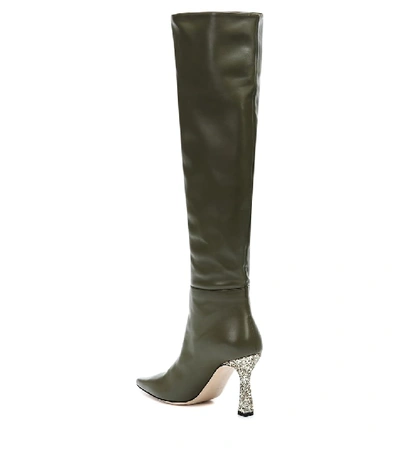 Shop Wandler Lina Embellished Leather Boots In Green