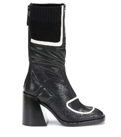 Shop Chloé Bell Lizard-effect Leather Boots In Blue