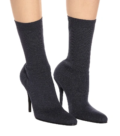 Shop Balenciaga Stretch-jersey Ankle Boots In Grey
