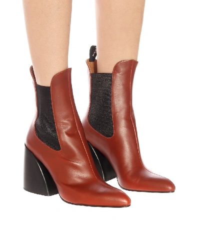 Shop Chloé Wave Leather Ankle Boots In Brown