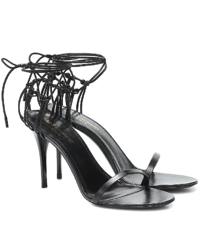 Shop Saint Laurent Lexi 90 Leather Sandals In Black