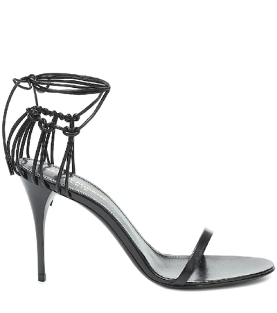 Shop Saint Laurent Lexi 90 Leather Sandals In Black