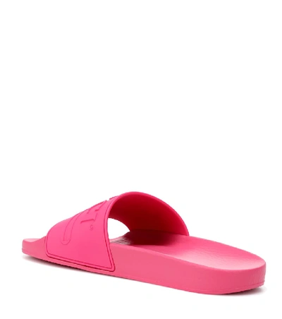 Shop Gucci Logo-embossed Slides In Pink